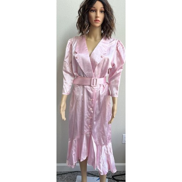 Vintage Fredericks Of Hollywood Long‎ Mermaid Pink Dress Hi Lo Made USA 13 - Picture 1 of 16